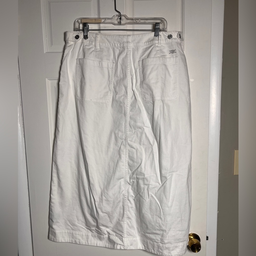 Lauren Ralph Lauren White Denim Skirt Size 14 Button Front - Picture 3 of 9